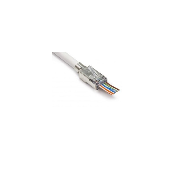 Cable Wholesale Platinum Tools EZ-RJ45 Shielded Cat6/Cat5e Crimp Connectors, external ground, Slide Through 100022C - main