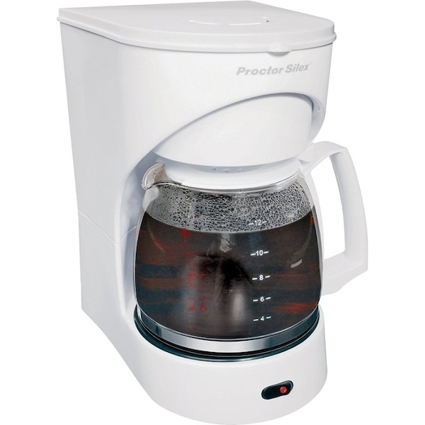 Proctor-Silex 43501Y Coffee Maker, 12 Cups Capacity, 900 W, Glass, White, Automatic Control 43501PS - main