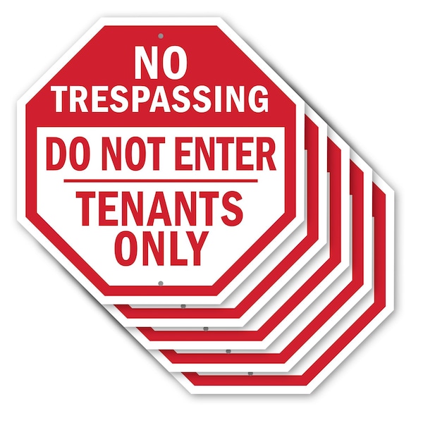 Signmission No Trespassing Do Not Enter Tenants, 10 inch X 10 inch, Aluminum Metal Signs, 5PK OC-A-5Pack-10-96 - main
