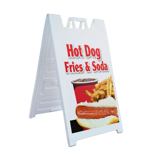 Signmission Hot Dog Fries & Soda, A-Frame & 2 Decals Installed, Heavy-Duty Plastic Frame SBHD-D-2436-Hot Dog Fries & Soda - main