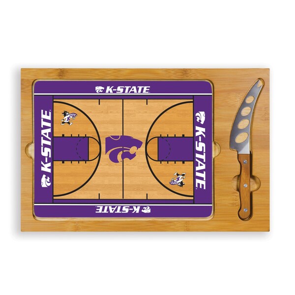 Picnic Time Family Of Brands NCAA Kansas State Wildcats Icon Glass Top Cutting Board & Knife Set 910-00-505-255-0 - main