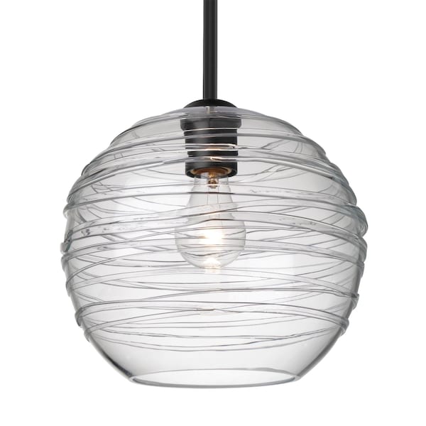 Besa Lighting Besa Wave 10 Pendant, Clear, Black Finish, 1x 60W MAX E26 Base 1TT-462761-BK - main