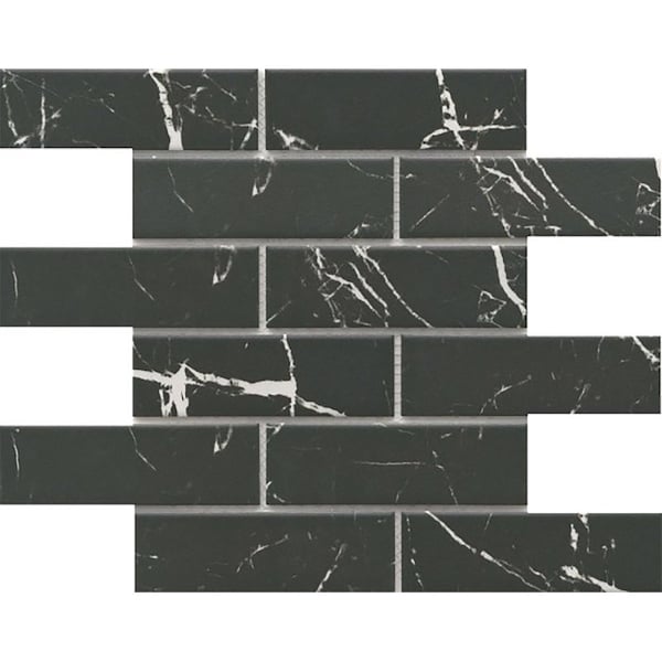 Emser Tile Elegan Series Porcelain Mosaic Tile, 12 in L Tile, 11 in W Tile, Pressed Edge, Nero, 20PK W95ELEGNE1112MOFM - main