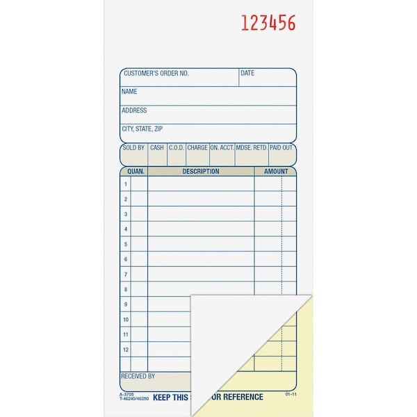Cardinal Brands Adams, 2-Part Sales Book, 3 3/8 X 6 11/16, Carbonless, 50PK DC3705 - main