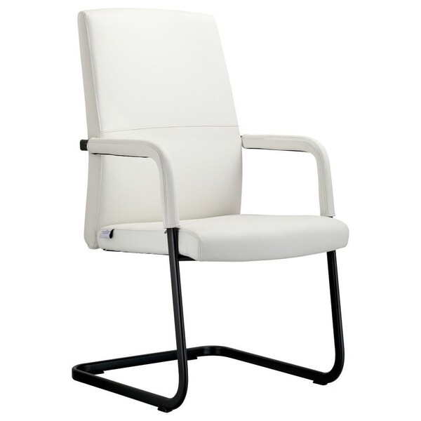 Leisuremod Evander Office Chair in Upholstered Leather and Iron Frame, White EGO23WL - main