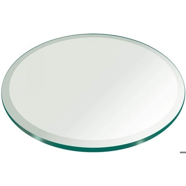 Fab Glass And Mirror 21in in Polish Round Glass Table Top 3/8in Thick Tempered Beveled Edge, Clear, Wall Mirror 21RT10THBETE - main