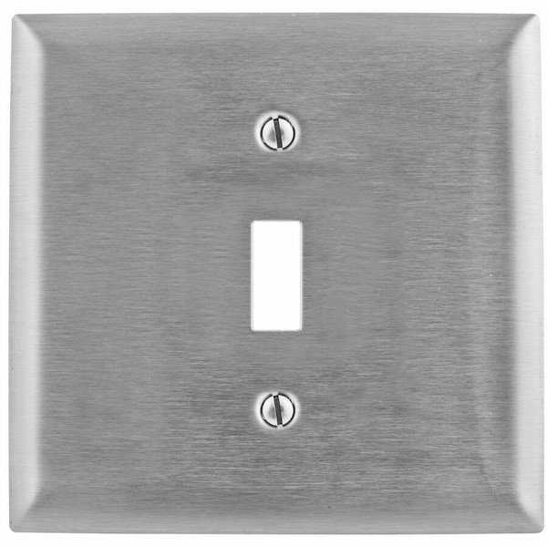 Hubbell Wiring Device-Kellems Wallplates and Boxes, Metallic Plates, 2- Gang, 1) Toggle Opening, Standard Size, Stainless Steel SS740 - main