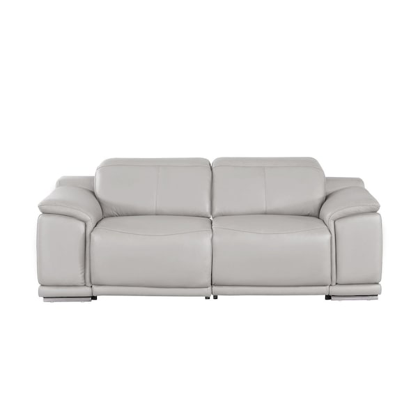Homeroots 80in Ash Gray and Silver Leather Power Reclining Loveseat 643820 - main