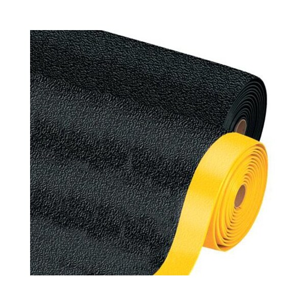 Partners Brand Antifatigue Mat, 6 ft L x 3 ft W, .38 in Thickness, Non-Directional Top, Black/Yellow MAT262BY - main