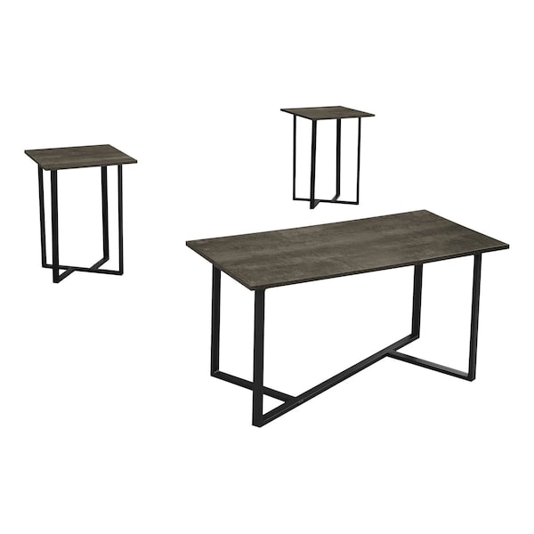 Monarch Specialties Table Set, 3pcs Set, Coffee, Living Room, Dark Bronze Laminate, Black Metal, Contemporary, Modern I 7975P - main