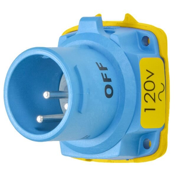 Meltric DSN20 INLET POLY BLUE SIZE 1 TYPE 4X IP 69 1P+N+G 20 A 120 VAC 60 Hz 63-18125-K16 - main
