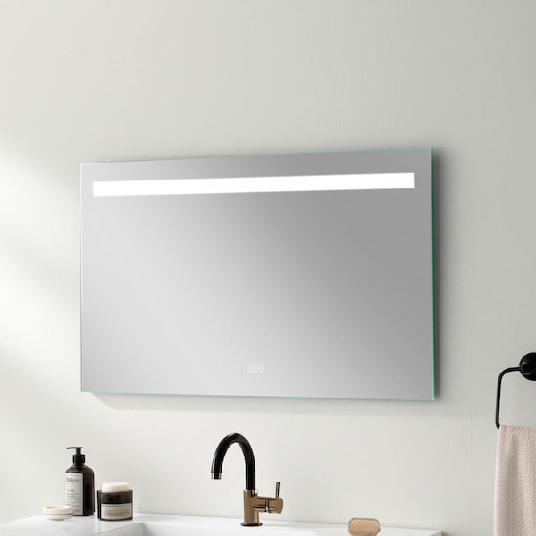 Homeroots 39" Clear Lighted Unframed Bathroom Vanity Mirror 564847 - main