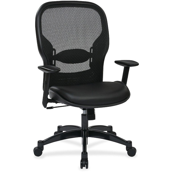 Office Star Managerial Chair Managers Chair, Adjustable Arms, 19-1/4" TO 23-1/4" Height, Leather, Black 2400E - main