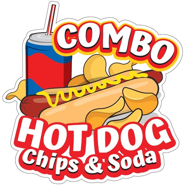 Signmission Hot Dogs Chips And Soda Combo, 12 Inch, Decal D-DC-12 Hot Dogs Chips And Soda Combo19 - main