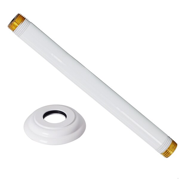 Westbrass 1/2" IPS x 8" Ceiling Mounted Shower Arm W/ Flange in White D3608A-50 - main