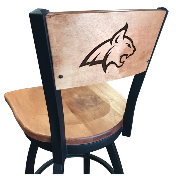 Holland Bar Stool Co 30" Blk Wrinkle Montana State Swivel Bar Stool, Laser Engraved Back L03830BWMedMplAMontStMedMpl - main
