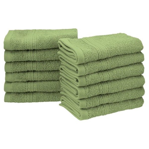 Superior Eco-Friendly 100 Percent Ringspun Cotton Face Towel Set - Terrace Green, 12 Pieces EF-FACE TG - main