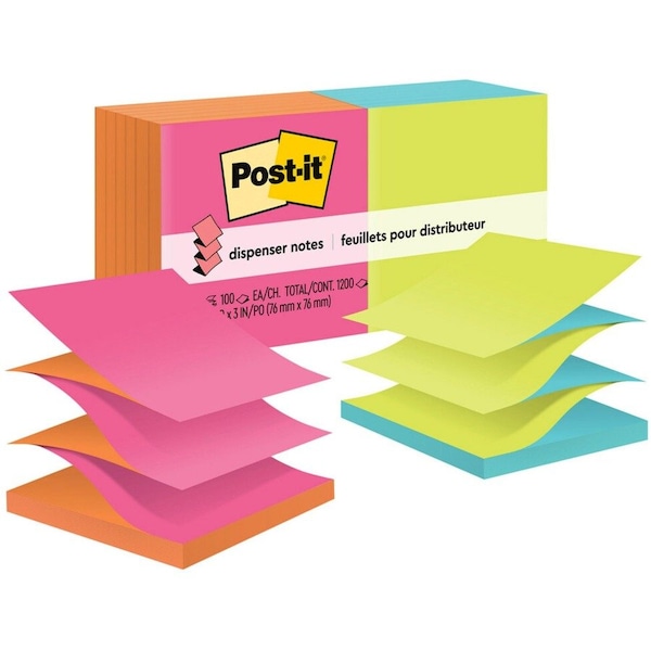 Post-It Note, Pop-Up, 3"x3", Ne, PK12 R330-N-ALT - main