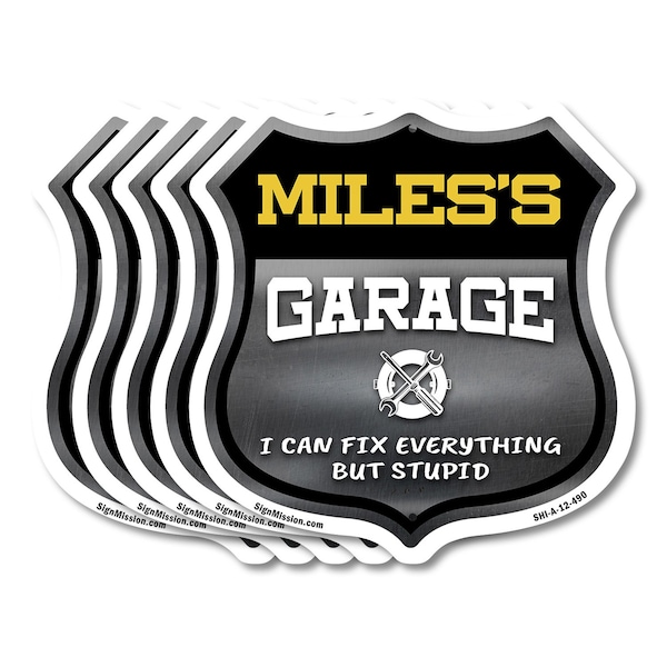 Signmission Miles's Garage I Can Fix Everything But Stupid, 12 inch X 12 inch, Aluminum Metal Sign, 5PK SHI-A-5Pack-12-490-MILES - main
