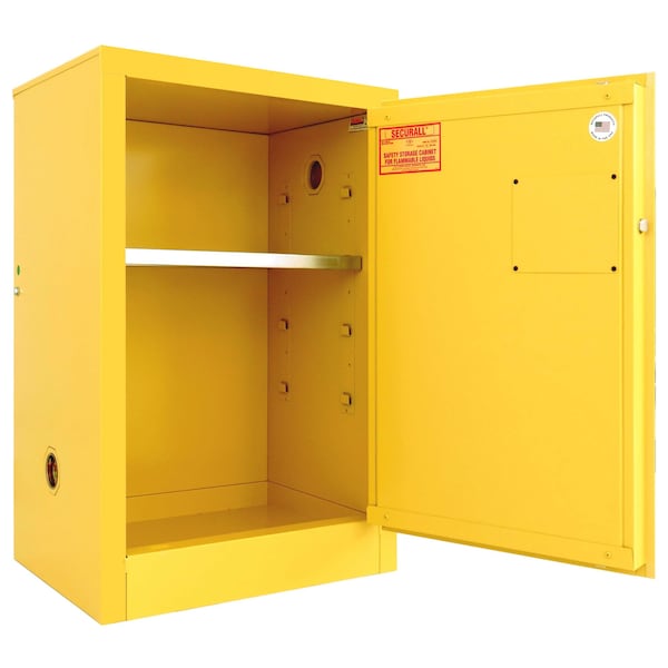 Securall Flammable Storage Cabinet, 12 Gallon, 1 Shelves, 24 in W x 35 in H x 18 in D, Yellow A105 - main