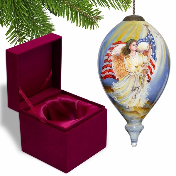 Homeroots American Flag Angel Hand Painted Mouth Blown Glass Ornament 477515 - main