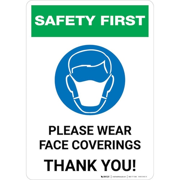 Creative Safety Supply Wall Sign, 7 in Height, 10 in Width, Vinyl with PVC backing WS53498-10 - main