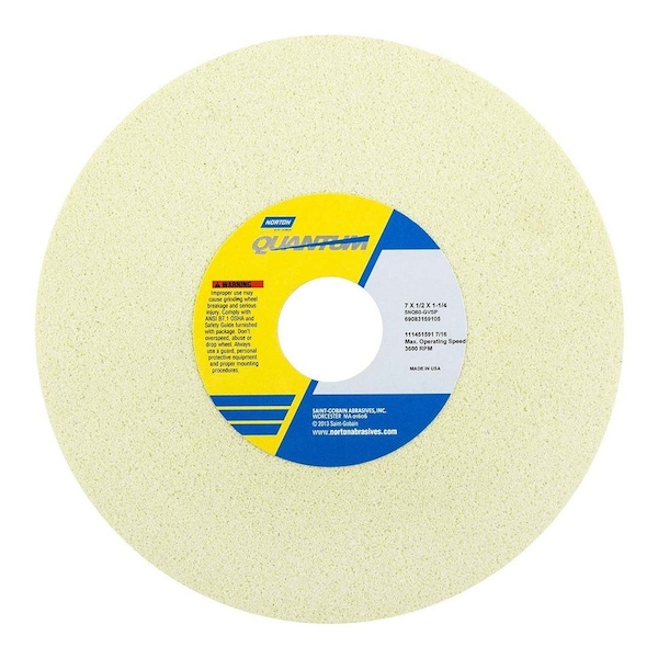 Norton Co Surface Grinding Wheel: 7 in Dia, 1/2 in Thick, 1 1/4 in Hole, 60 Grit, J Hardness 69083159106 - main