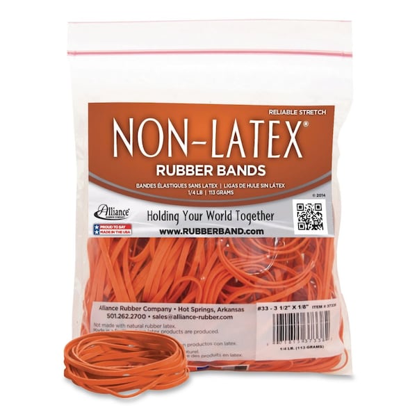 Alliance Rubber Non-Latex Rubber Bands, Size 33, Orange, 180PK 37338 - main