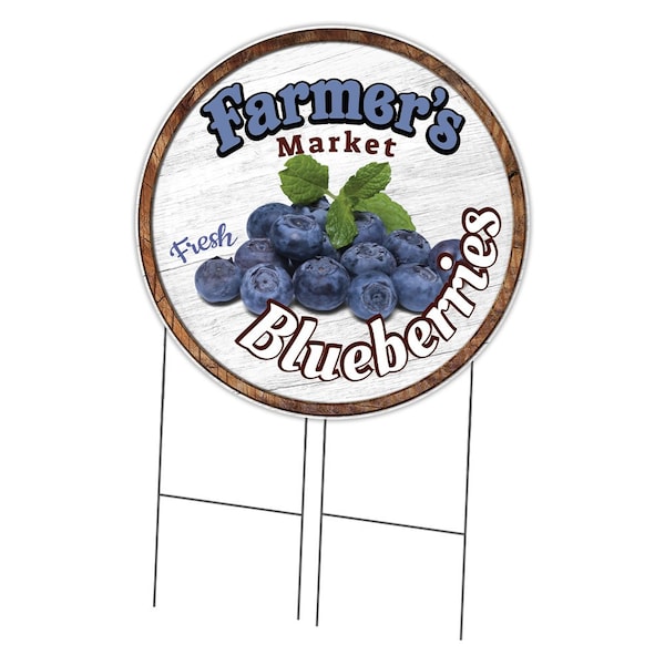 Signmission Farmers Market Blueberries Double Sided Corrugated Plastic Circle Yard, C-36-CIR-DS-WS-Blueberries C-36-CIR-DS-WS-Blueberries - main