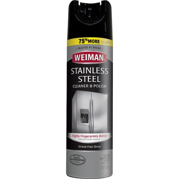 Weiman Stainless Steel Cleaner and Polish, 17 oz, Aerosol Can, Ready to Use 49 - main
