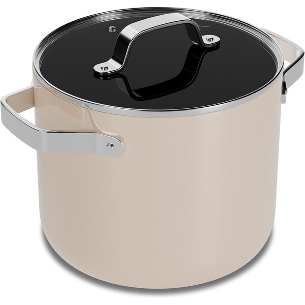 Bakkenmaster 5-Qt Ceramic Coated Stock Pot with Lid, Nonstick, Oven Safe, PTFE and PFAS Free, Cream BKCRSTKPTCR55 - main