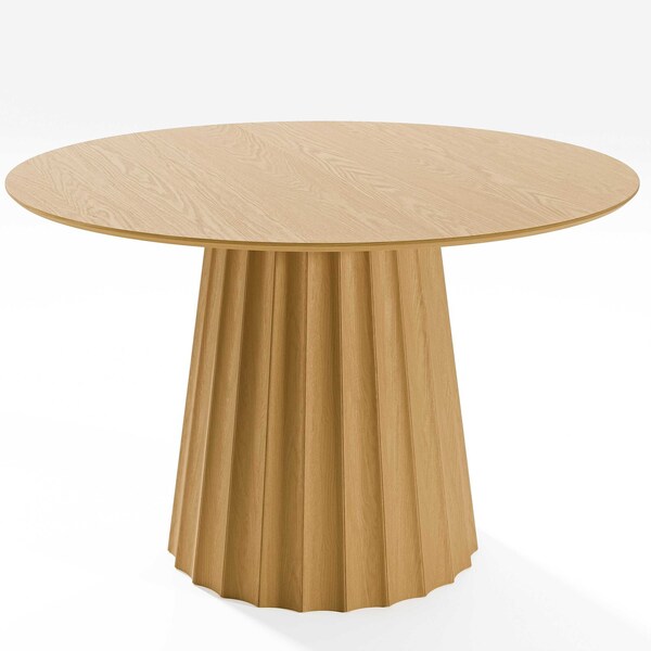 Homeroots 46" Brown Solid Wood Pedestal Base Round Top Dining Table 721020 - main