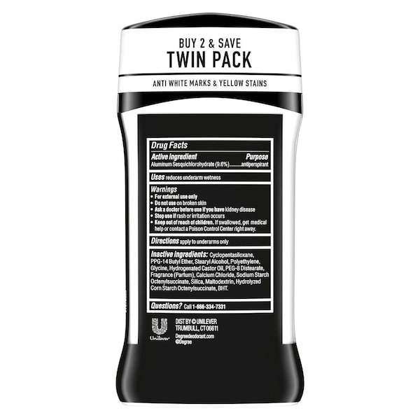 Degree Men UltraClear Black Plus White Antiperspirant Deodorant, Twin Pack, 5.4 Ounce, 6PK 68639364 - main