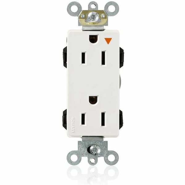 Leviton Industrial Grade Decora Receptacle, 15 Amp, 125 Volt M1626-IGW - main