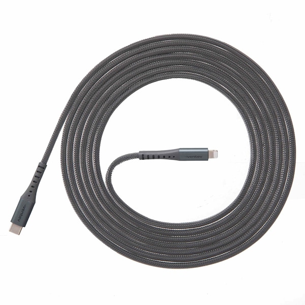 Ventev Chargesync Alloy USB C to Apple Lightning Cable 10ft, Steel AC10-STL256520 - main