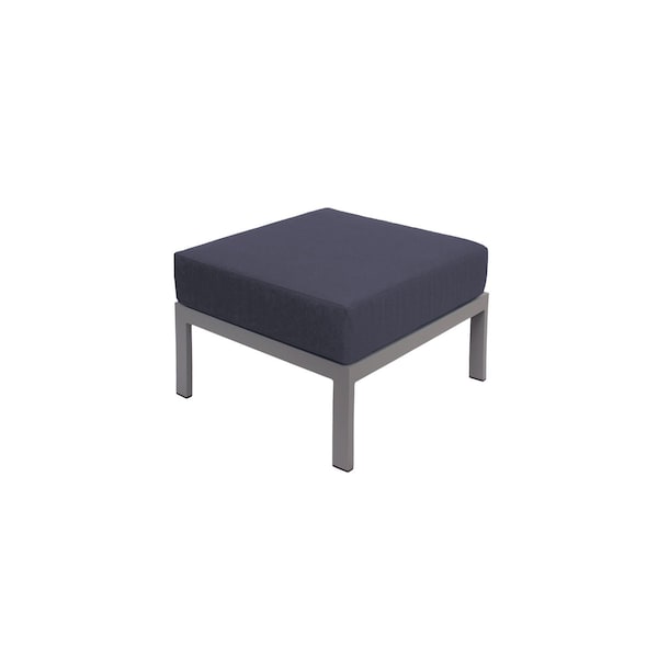 Bfm Seating Belmar Outdoor Ottoman with Sunbrella Cushion, Soft Gray Frame PH6106SG-14089 - main