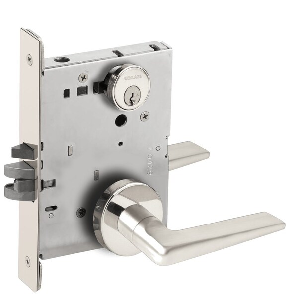 Schlage Grade 1 Storeroom Mortise Lock, Conventional Cylinder, S123 Keyway, 05 Lever, A Rose, Bright Chrome L9080P 05A 625 - main