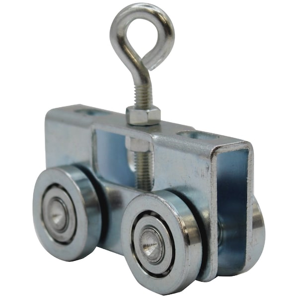 Newhouse Electric 1-5/8 in. Strut Channel 4-Wheel Trolley Assembly with Eye Loop, Zinc-Plated Steel, Silver 4WELT-158 - main