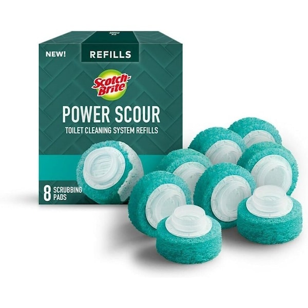 Scotch-Brite Power Scour Series Disposable Scrubbing Pad, Polyethylene, Teal, 8PK 559-PS-RF-6 - main