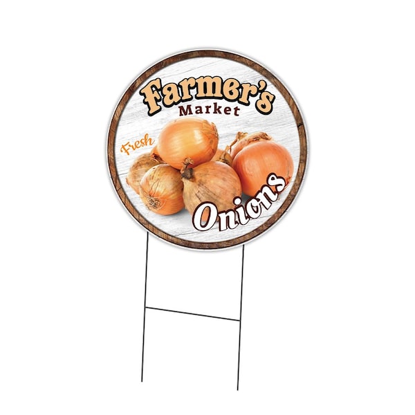 Signmission Farmers Market Onions Double Sided Corrugated Plastic Circle Yard Sign, C-24-CIR-DS-WS-Onions C-24-CIR-DS-WS-Onions - main