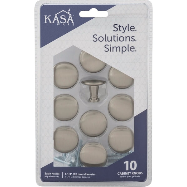 Hardware Resources KasaWare 1-1/4''Diameter Satin Nickel Knob, 10PK K591SN-10 - main