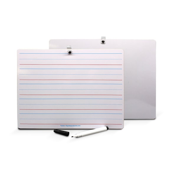 Flipside 9 x 12 Two Sided Red & Blue Ruled/Dry Erase with attached marker Class Pack 24 19234 - main