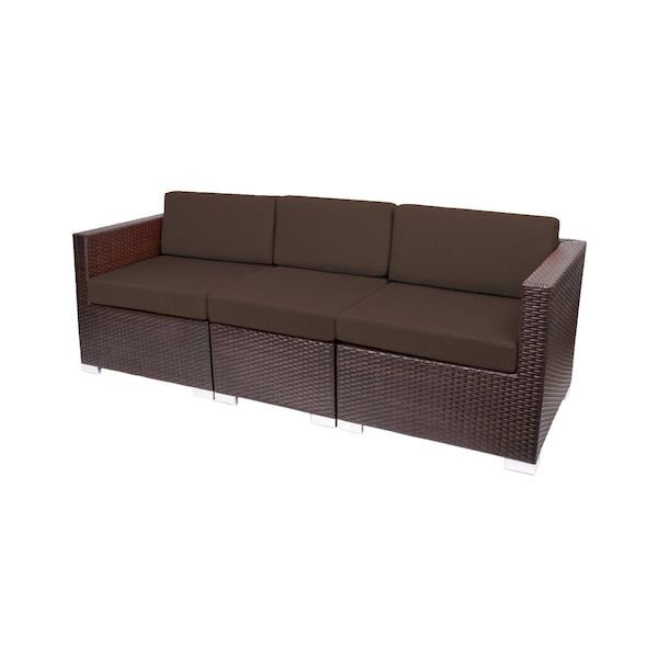 Bfm Seating Aruba 83.25in Wide Outdoor Wicker Sectional Sofa with Sunbrella Cushions PH5101JVW-57014 - main