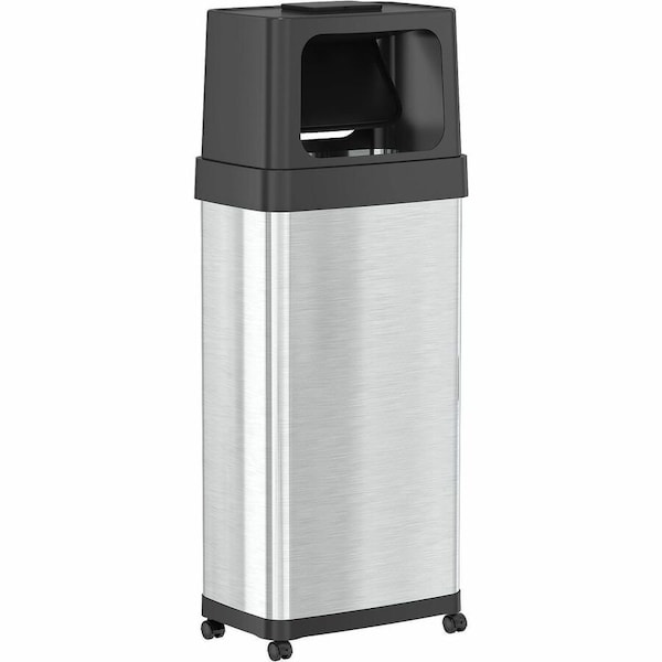 Hls Commercial 24 gal Rectangular Indoor Metal Can, Silver, Push Door, Stainless Steel, 11 in HLS24DPO - main