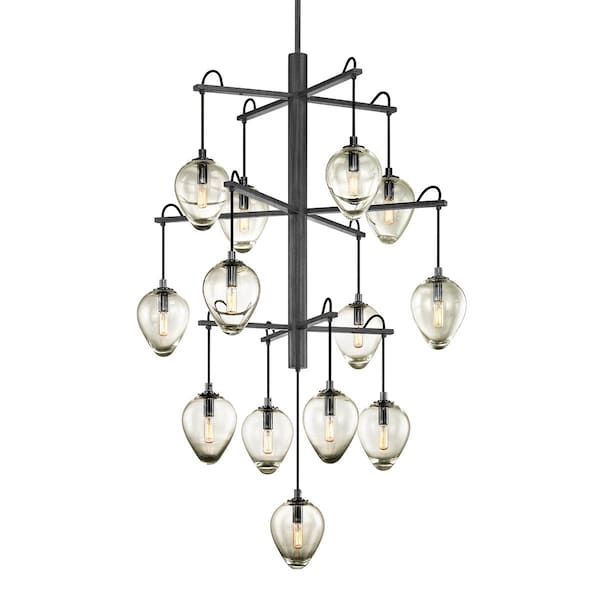 Troy Lighting Brixton 13 Light Chandelier 36 In. Graphite/Black Chrome F6208-GRA/BCR - main