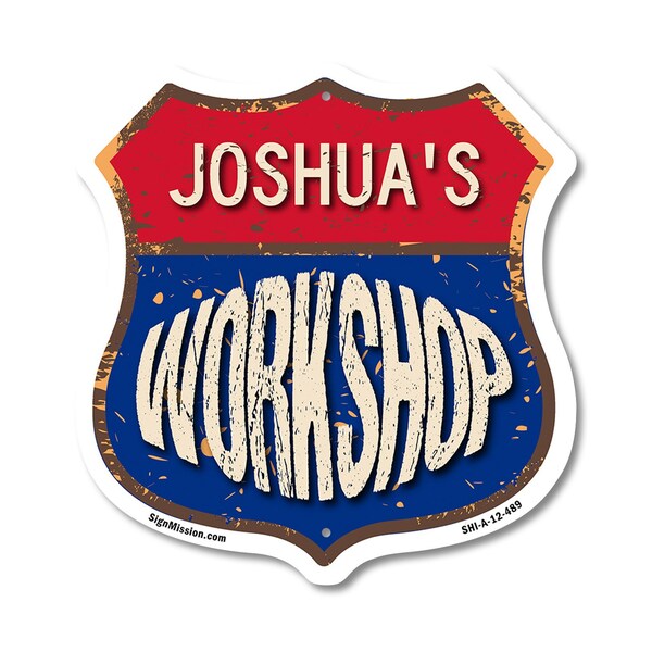 Signmission Joshua's Workshop, 12 Inch X 12 Inch, Aluminum Metal Sign SHI-A-12-489-JOSHUA - main