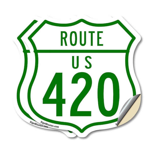 Signmission Route Marker Shield Sign Us 420, 6 inch X 6 inch, Vinyl Decal, 2PK SHI-D-2PACK-6-477 - main