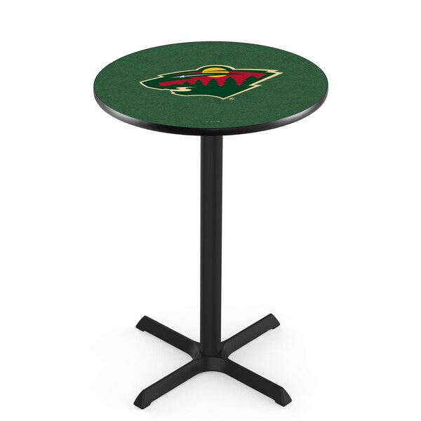 Holland Bar Stool Co 36" Blk Wrinkle Minnesota Wild Pub Table, 36" dia. Top L211B3636MinWld - main