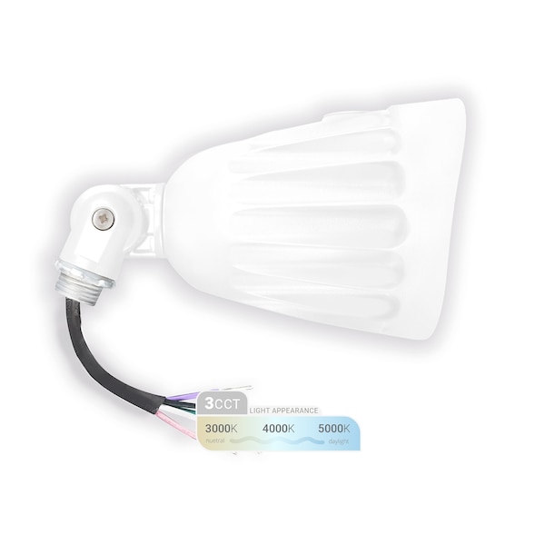Nuwatt 25W White LED Bullet Light 3000K/4000K/5000K 3CCT IP65 Outdoor Waterproof Lighting, Knuckle Mount NW-BLT-25W-3CT-KN-WH - main