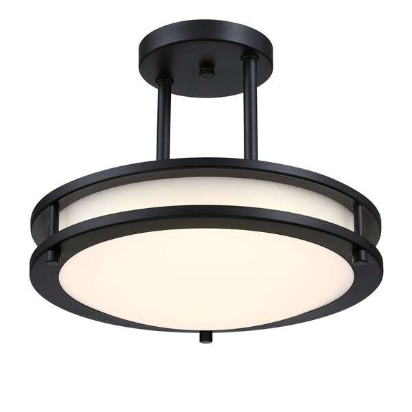 Westinghouse Lauderdale 12in 15W LED Indoor Semi Flush Mount, Color Temp Select, Matte Black, Frosted Acrylic 6136700 - main